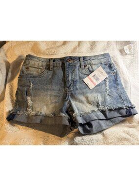 Lucky Brand Kids Girl Washed Demin Shorts Blue Size 10 Brand New With Tags